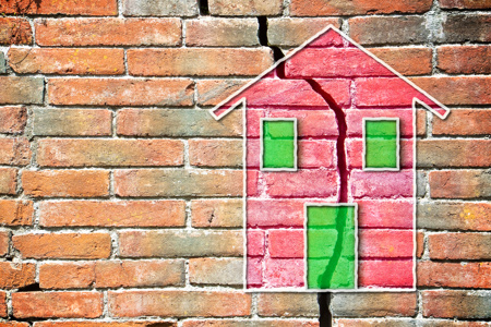 Cracked wall caused by subsidence
