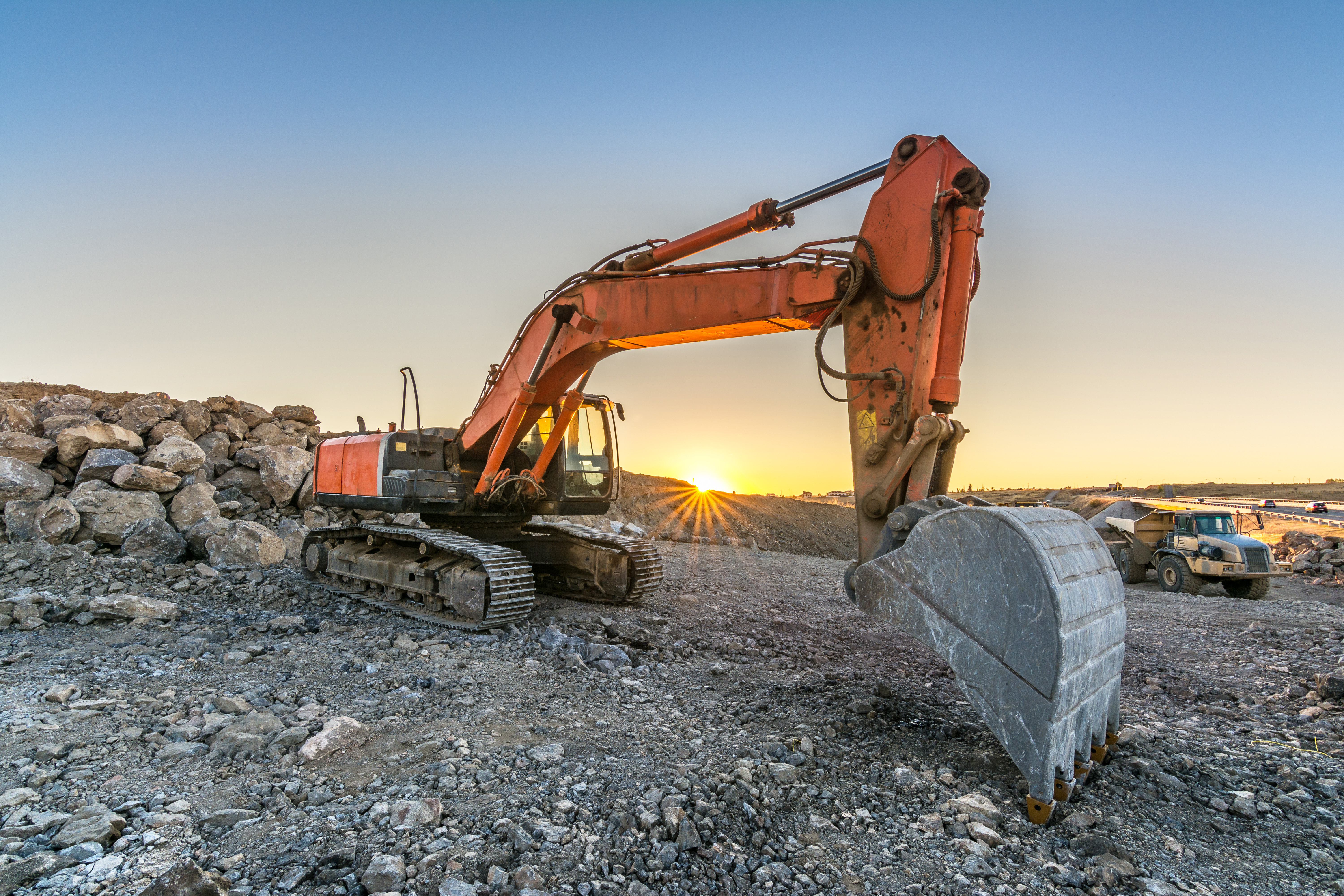 A digger ready to work on site