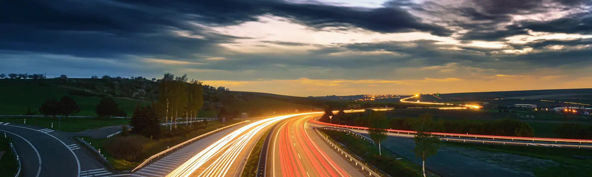 Long Exposure Sunset Over A Highway
