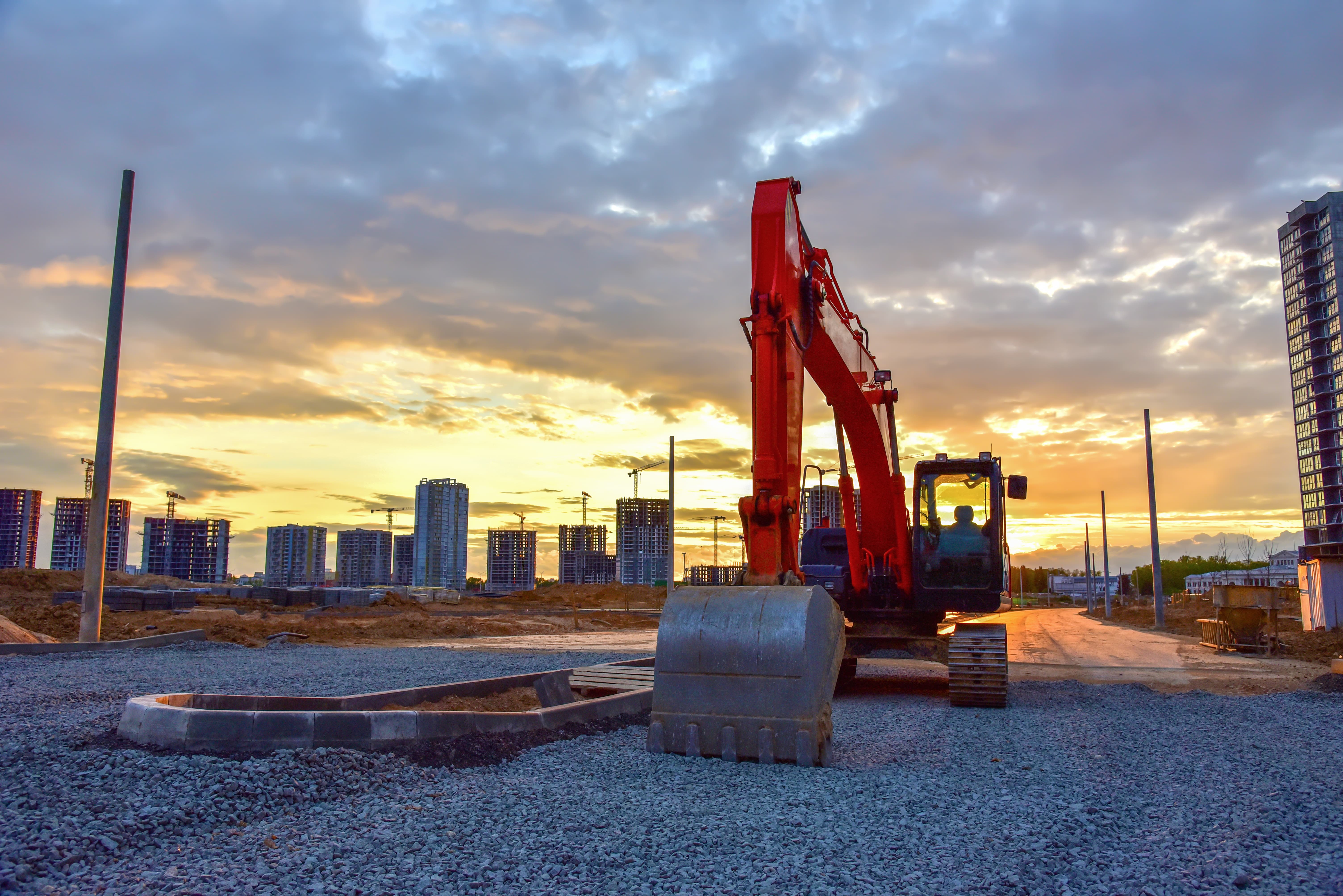 Large digger on road