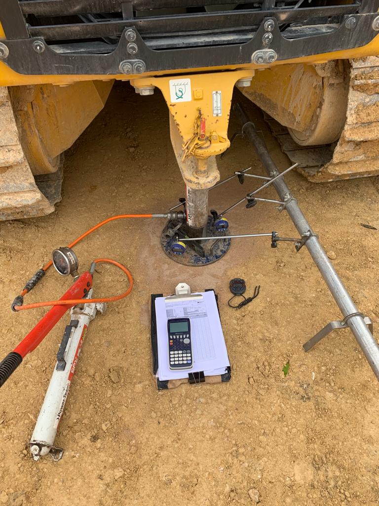 Plate test being performed as part of Earthworks Testing