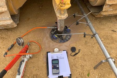 Plate test being performed as part of Earthworks Testing